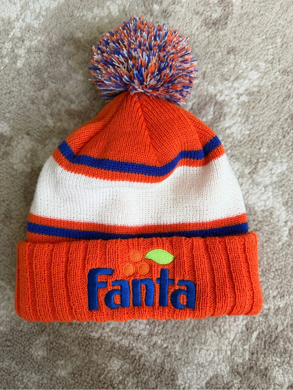 Adult American Needle Fanta Soda Official Licensed Promo Striped Pom Beanie